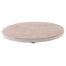 Plato portavela madera mango claro ovalado 13,5x10 cm