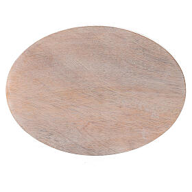 Plato portavela madera mango claro ovalado 13,5x10 cm