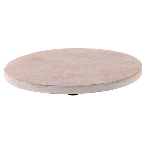 Plato portavela madera mango claro ovalado 13,5x10 cm 1