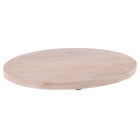 Pale mango wood plate for candles 6 3/4x4 3/4 in