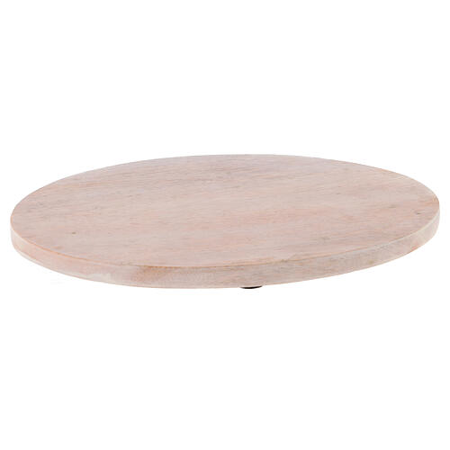 Pale mango wood plate for candles 6 3/4x4 3/4 in 1