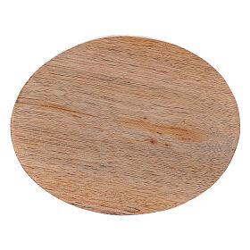 Plato portavela madera mango natural ovalado 10x8 cm