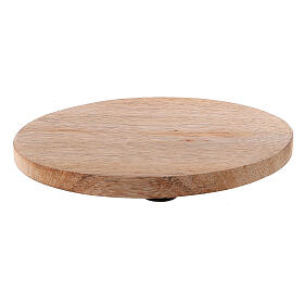 Prato porta-vela madeira mangueira natural oval 10x8 cm