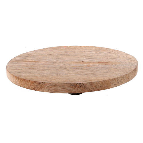 Prato porta-vela madeira mangueira natural oval 10x8 cm 1