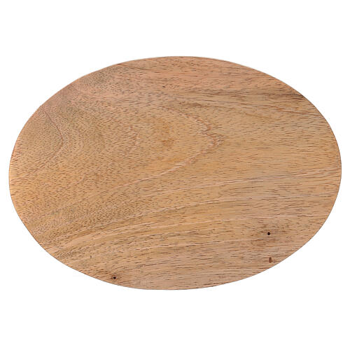Piatto portacandela ovale legno mango naturale 17x12 cm 2