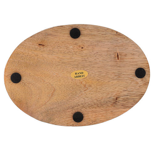 Prato porta-vela oval madeira mangueira natural 17x12 cm 3