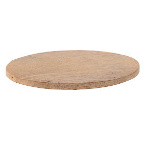 Oval candle holder plate in natural mango wood 6 3/4x4 3/4 in