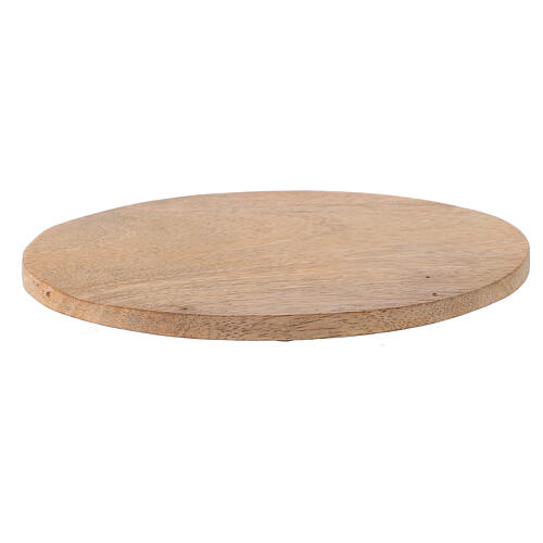 Oval candle holder plate in natural mango wood 6 3/4x4 3/4 in 1