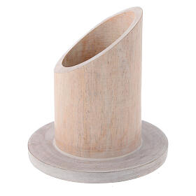 Pale mango wood candlestick with socket d. 1 1/2 in