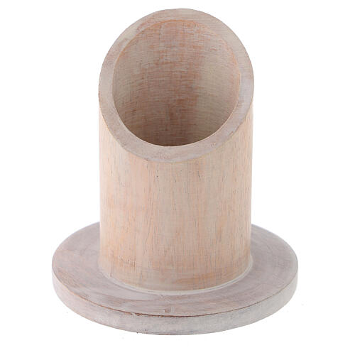 Pale mango wood candlestick with socket d. 1 1/2 in 1