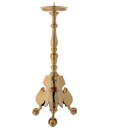 Altar turned candlestick in polished brass h 23 1/2 in 1