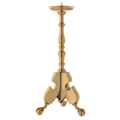 Altar turned candlestick in polished brass h 23 1/2 in 7