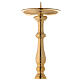 Altar turned candlestick in polished brass h 23 1/2 in s5