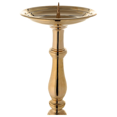 Altar candle holder with three feet in polished brass h 80 cm 3