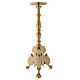 Altar candle holder with three feet in polished brass h 80 cm s1