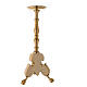 Altar candle holder with three feet in polished brass h 80 cm s4