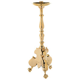 Altar candlestick with spike, h 100 cm, polished brass