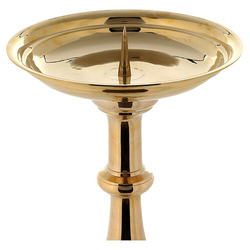 Altar candlestick with spike, h 100 cm, polished brass 4