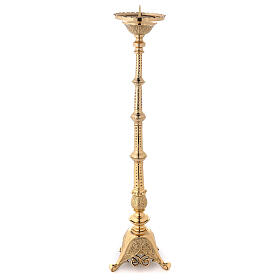 Altar candle holder with branches and leaves 110 cm brass