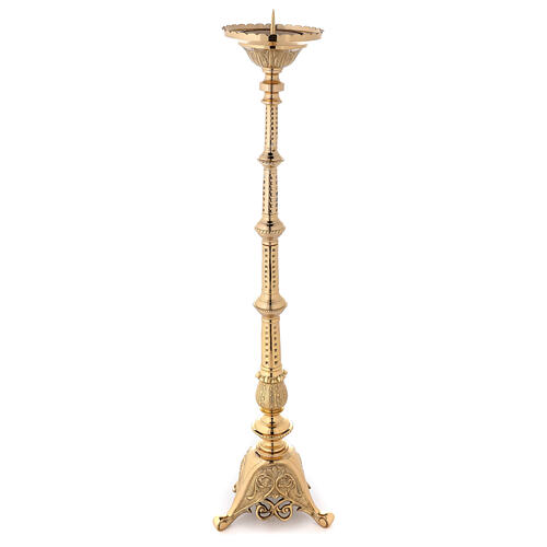 Altar candle holder with branches and leaves 110 cm brass 1