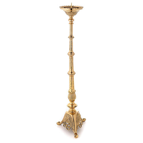 Altar candle holder with branches and leaves 110 cm brass 6