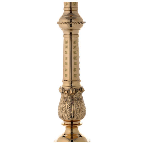 Candeliere altare ottone lucido punzone h 85 cm 4