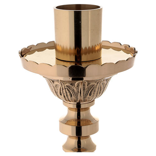 Polished brass altar candlestick with spike h 33 1/2 in 2