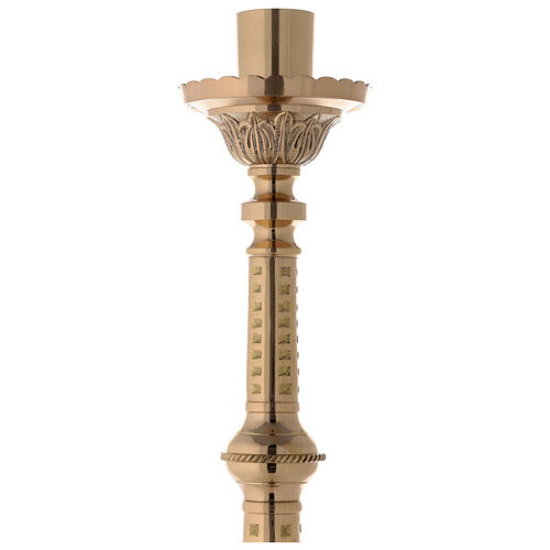 Polished brass altar candlestick with spike h 33 1/2 in 5