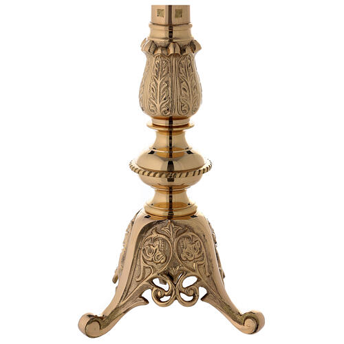 Polished brass altar candlestick with spike h 33 1/2 in 6
