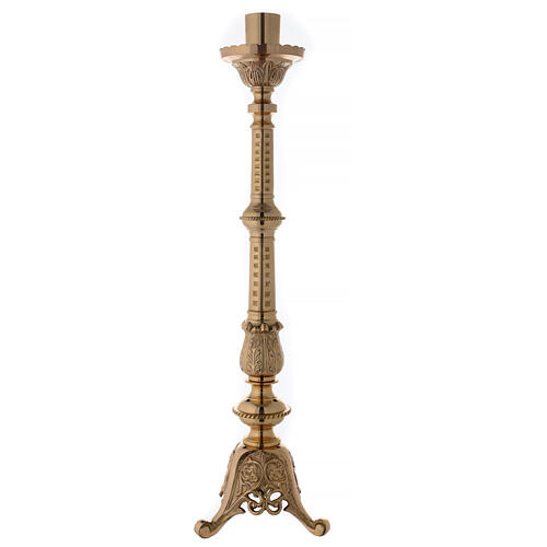Polished brass altar candlestick with spike h 33 1/2 in 7