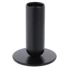 Black candle holder with round roughened casing 8 cm