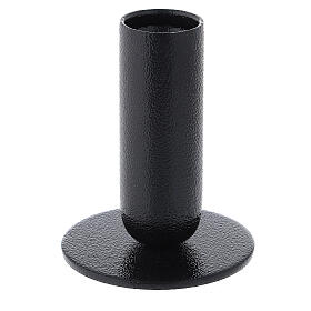 Black candle holder with round roughened casing 8 cm