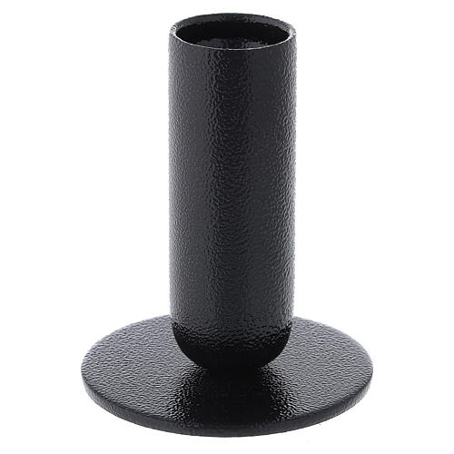 Black candle holder with round roughened casing 8 cm 1