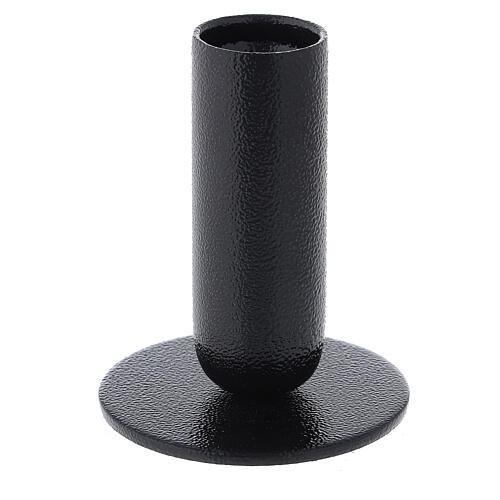 Black candle holder with round roughened casing 8 cm 2