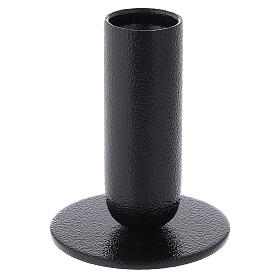 Portacandela nero bossolo tondo ruvido h 8 cm