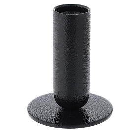 Portacandela nero bossolo tondo ruvido h 8 cm