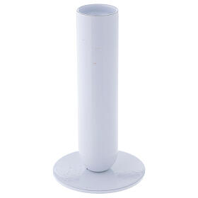 Polished white iron candle holder h 12 cm