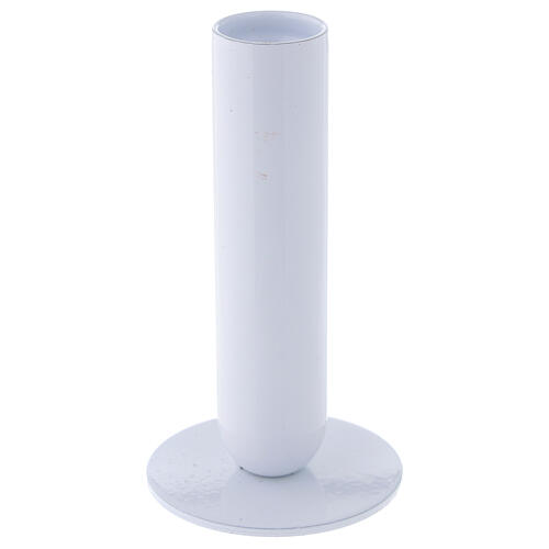 Polished white iron candle holder h 12 cm 1