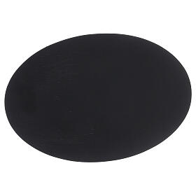 Plato portavela ovalado efecto piedra negra 20,5x14 cm