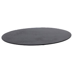 Assiette à bougie ovale effet pierre noire 20,5x14 cm