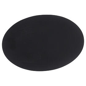 Oval candle holder plate black stone effect 8x5 1/2 in