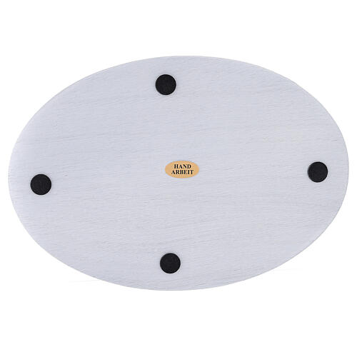 Oval plate in white aluminium 20.5x14 cm 3
