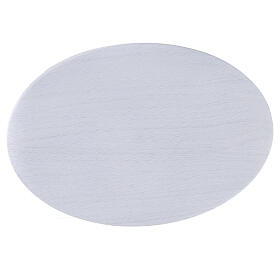 Assiette bougeoir aluminium blanc ovale 20,5x14 cm