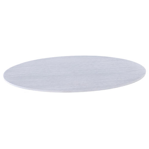 Assiette bougeoir aluminium blanc ovale 20,5x14 cm 1