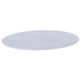 Oval white aluminium candle holder plate 8x5 1/2 in