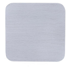 Square plate in white brushed aluminium 4x4 in