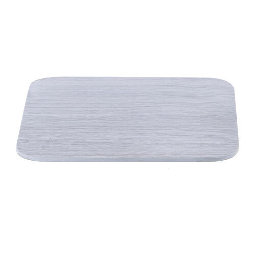 Square plate in white brushed aluminium 4x4 in 1