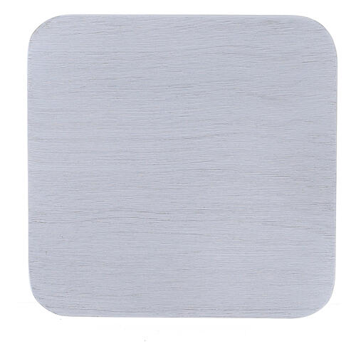 Square plate in white brushed aluminium 4x4 in 2