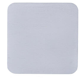 Square candle holder plate in white aluminium 4 3/4x4 3/4 in