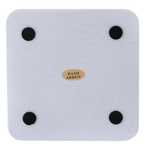 Square candle holder plate in white aluminium 4 3/4x4 3/4 in 3